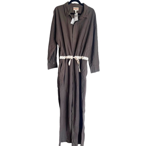 Eileen Fisher Organic Cotton Utility Jumpsuit in Surplus Women's Size L / XL NWT - Picture 2 of 7